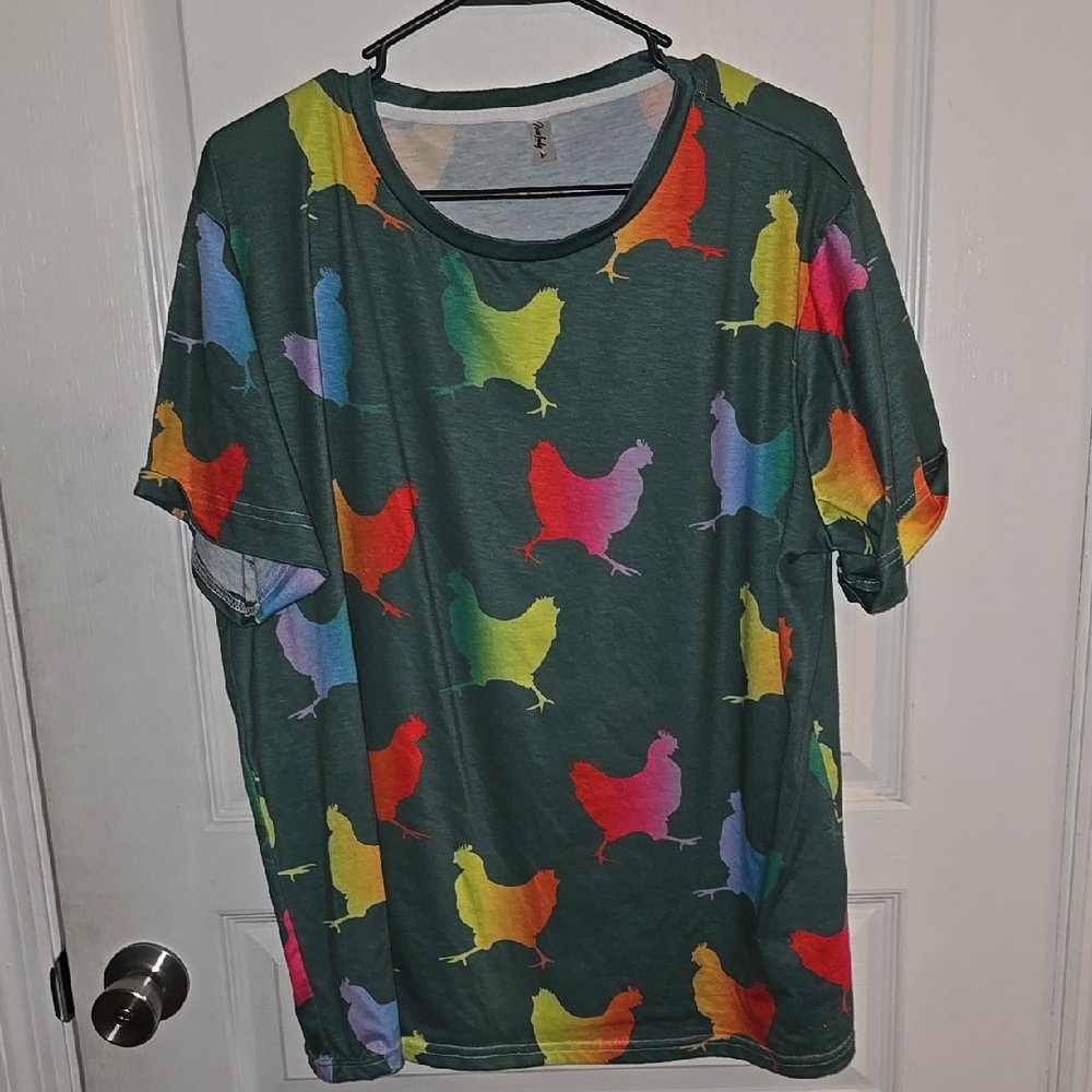 Pixie Lady Women's 2X Chicken Short Sleeve Shirt